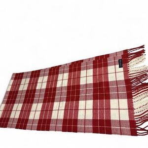 Lands' End Red and Cream Plaid Scarf